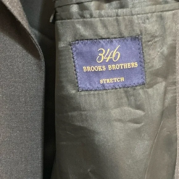 Brooks Brothers Men’s 2 Button 97% Wool 3% Lycra 45 L Dark Gray Stretch Blazer - Picture 4 of 5